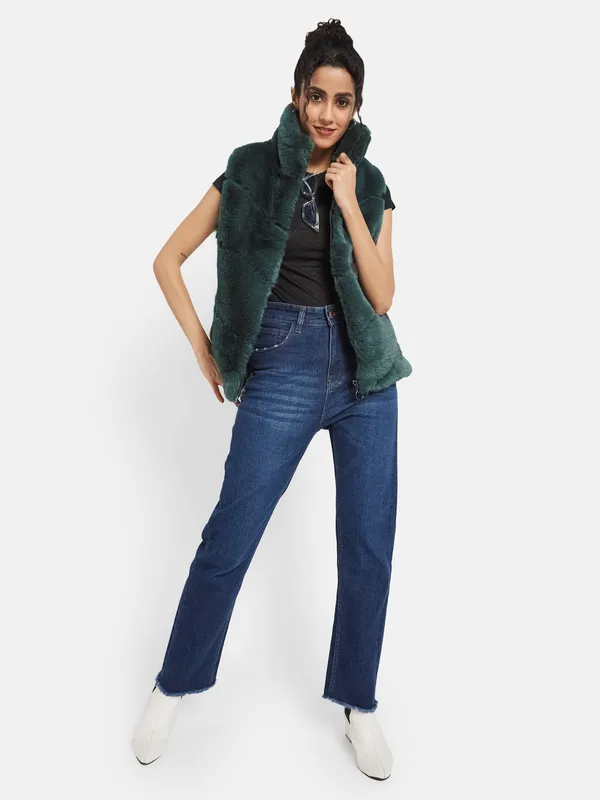 METTLE Women Green Knitted Jacket