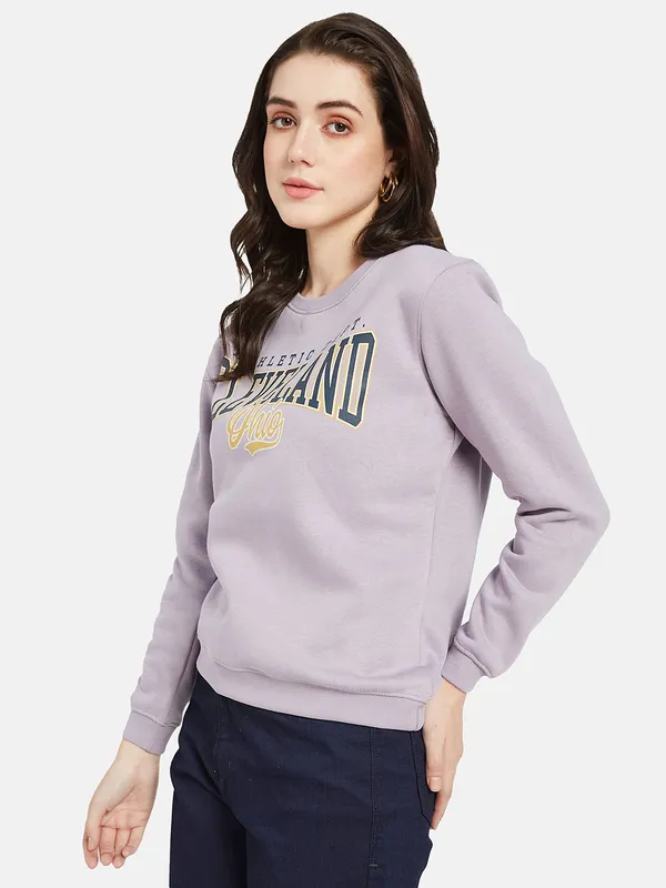 METTLE Women Purple Printed Sweatshirt