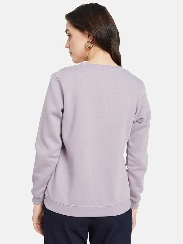 METTLE Women Purple Printed Sweatshirt