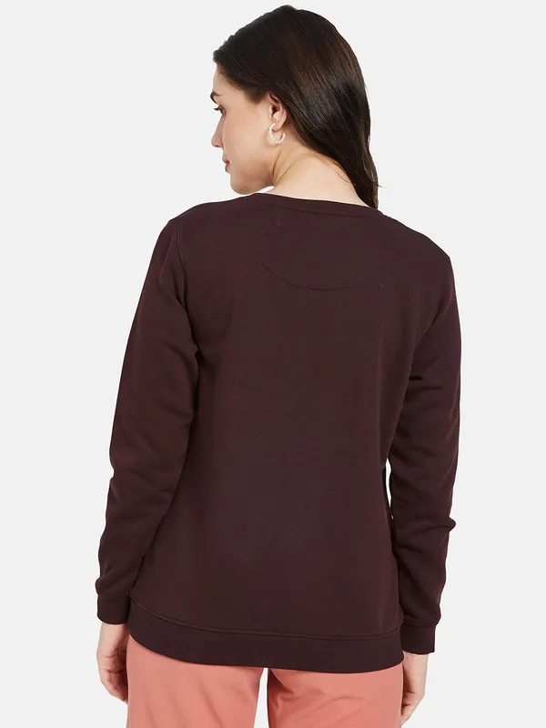 METTLE Women Maroon Printed Sweatshirt