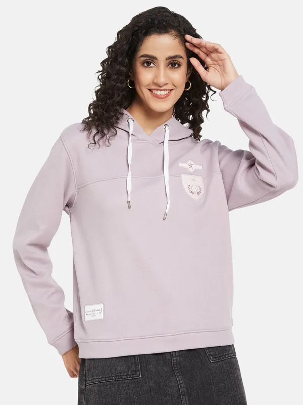 METTLE Women Purple Hooded Sweatshirt