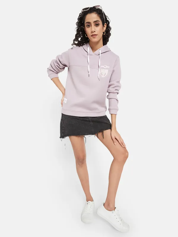 METTLE Women Purple Hooded Sweatshirt