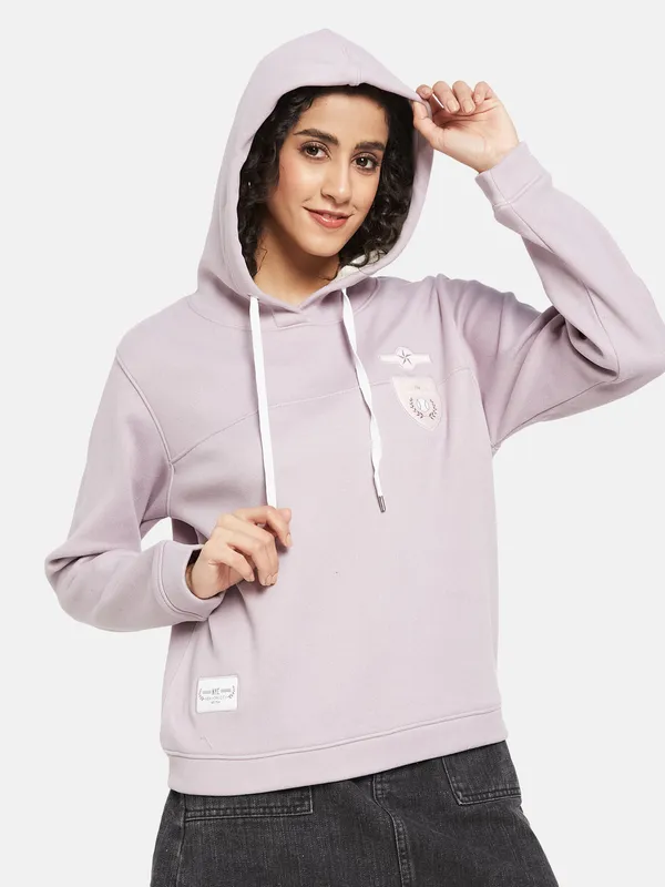 METTLE Women Purple Hooded Sweatshirt