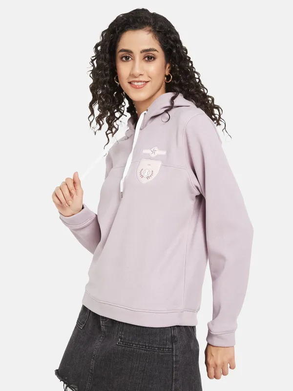 METTLE Women Purple Hooded Sweatshirt