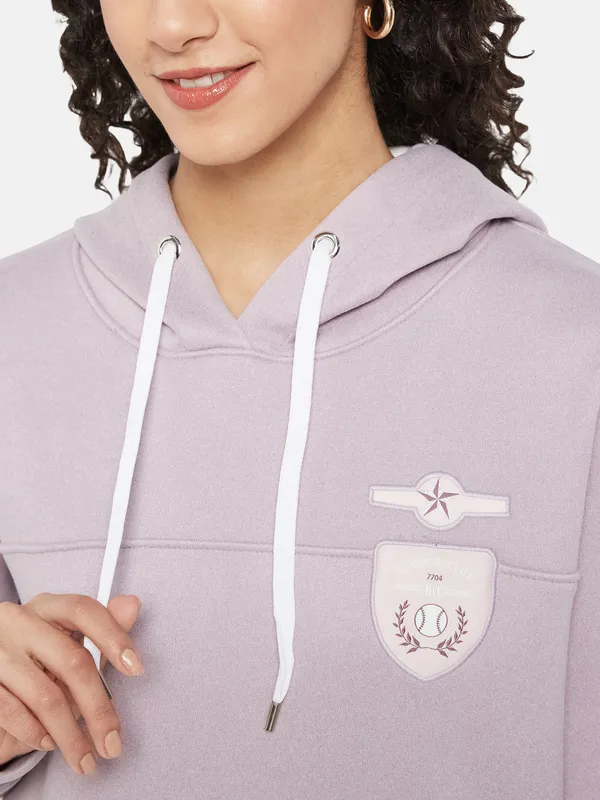 METTLE Women Purple Hooded Sweatshirt