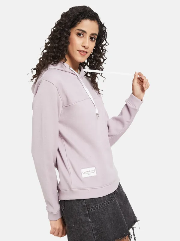 METTLE Women Purple Hooded Sweatshirt