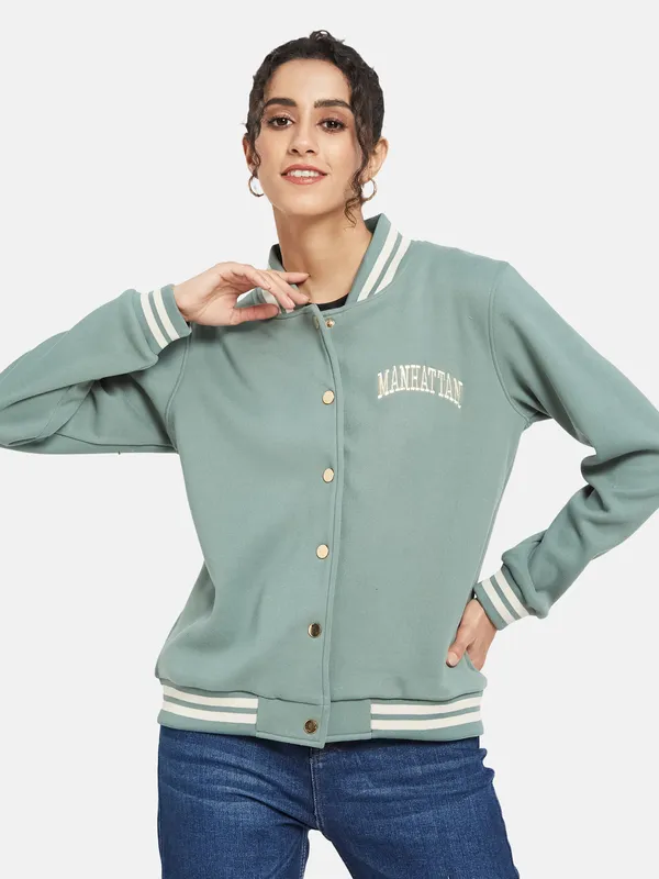 METTLE Women Green Sweatshirt