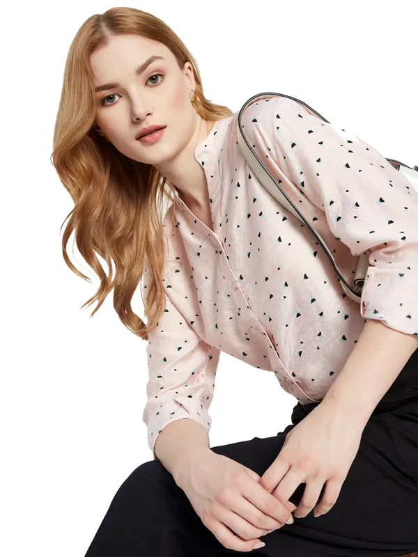 All Over Print Mandarin Collar Shirt