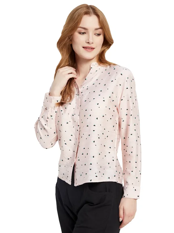 All Over Print Mandarin Collar Shirt