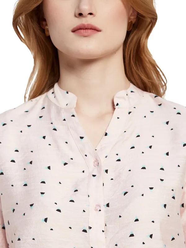 All Over Print Mandarin Collar Shirt