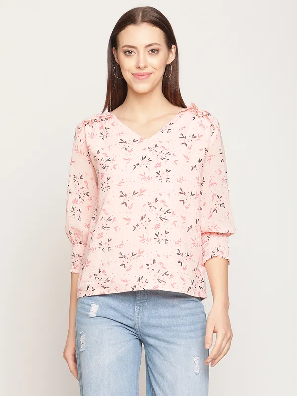 METTLE Pink Floral Print Top