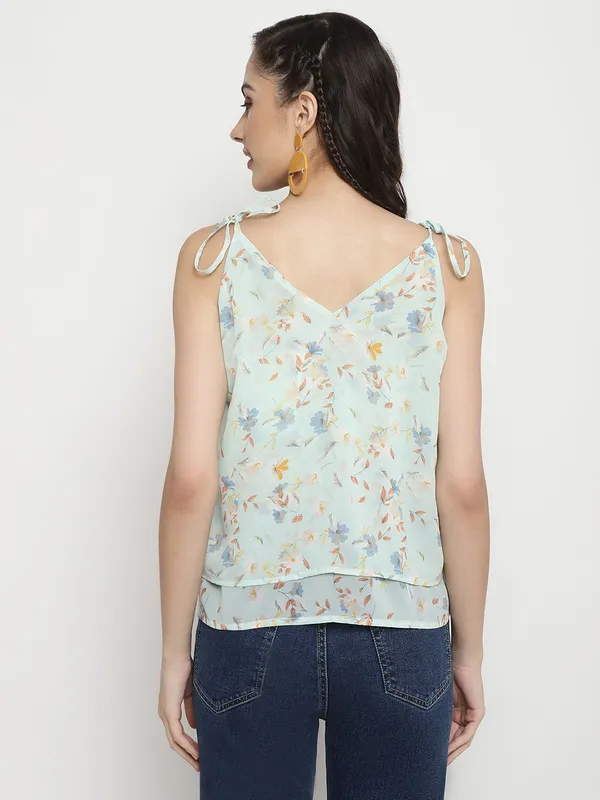 METTLE Floral Printed V-Neck Cotton Top