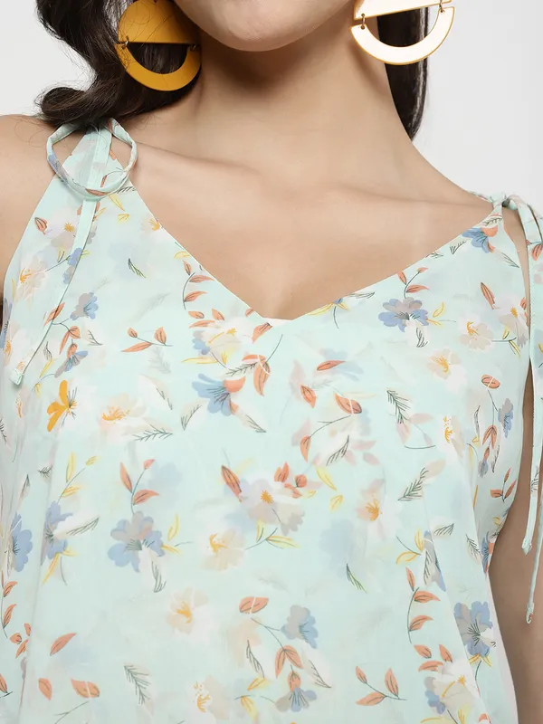 METTLE Floral Printed V-Neck Cotton Top