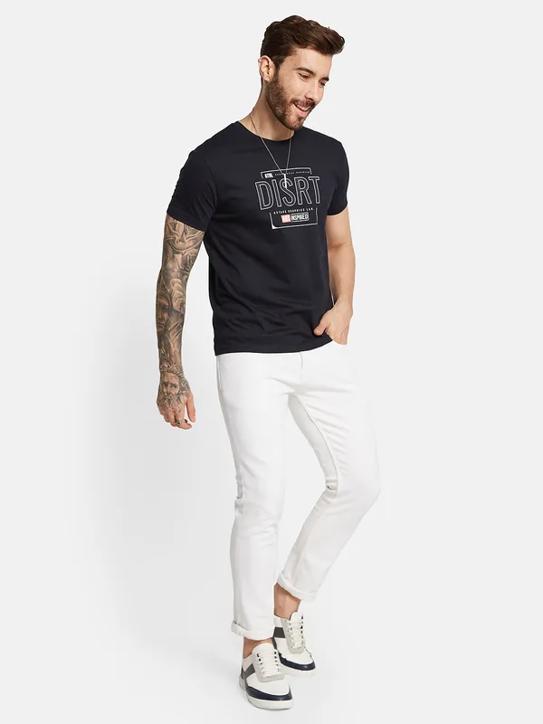 Octave Men Typography Printed Cotton T-shirt