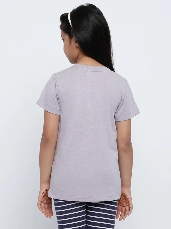 METTLE Girls Typography Printed Round Neck Cotton Regular Fit T-shirt