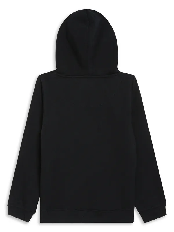 METTLE Girls Black Printed Hooded Sweatshirt