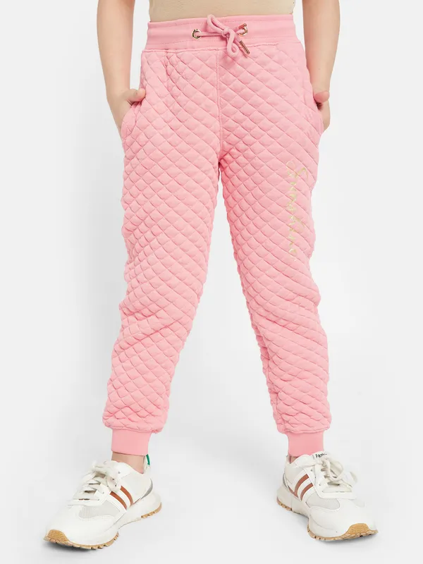 METTLE Girls Textured Mid-Rise Joggers