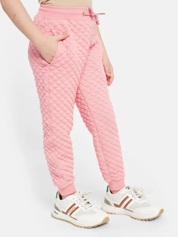 METTLE Girls Textured Mid-Rise Joggers