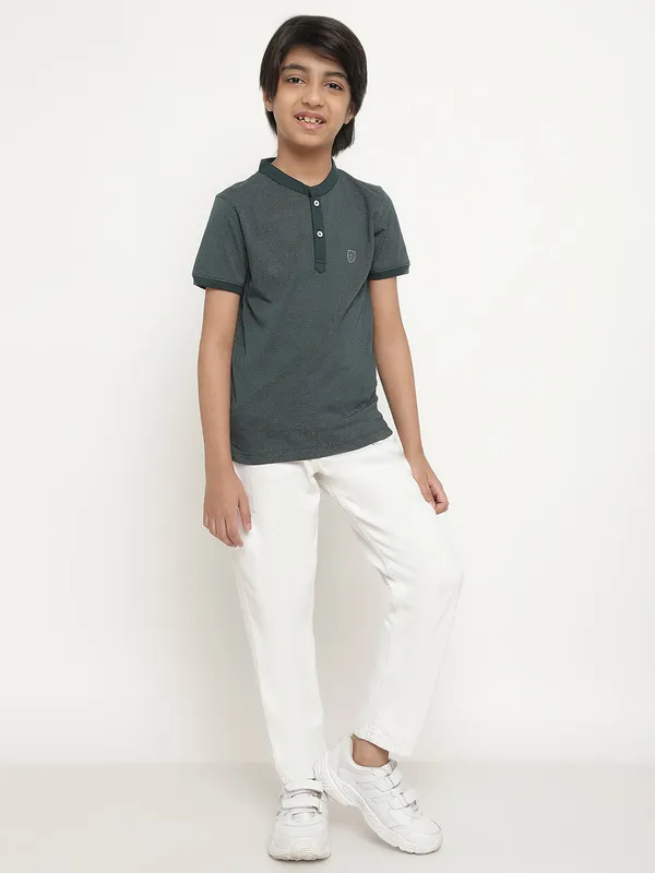 Octave Boys Self Designed Polo Collar Casual T-shirt