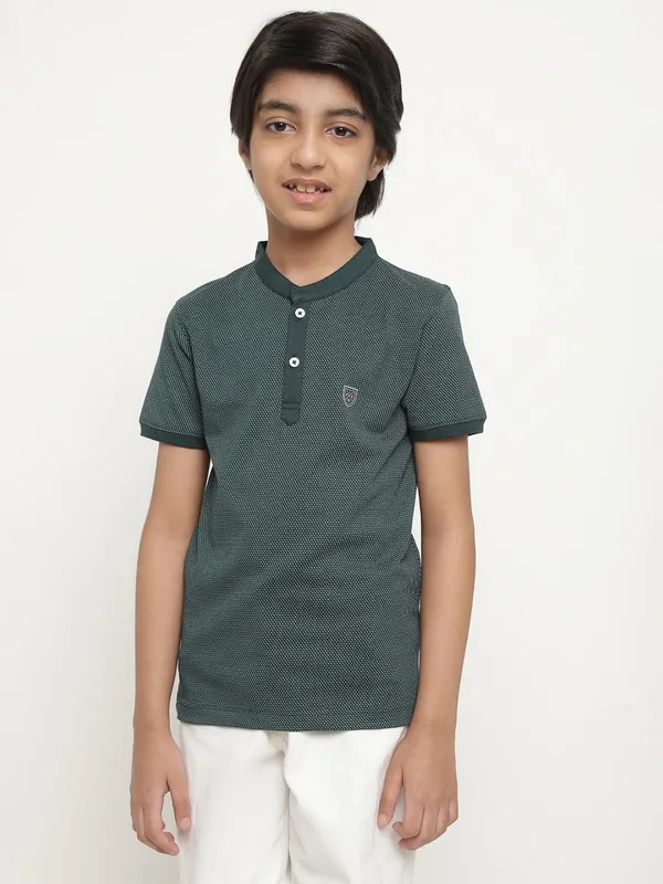 Octave Boys Self Designed Polo Collar Casual T-shirt