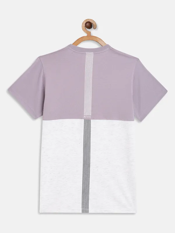 Octave Boys Purple Colourblocked Applique T-shirt