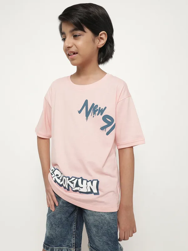 Octave Boys Typography Printed Cotton T-Shirt