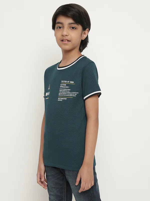 Octave Boys Typography Printed Cotton T-shirt