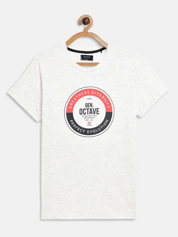 Octave Boys White Typography T-shirt