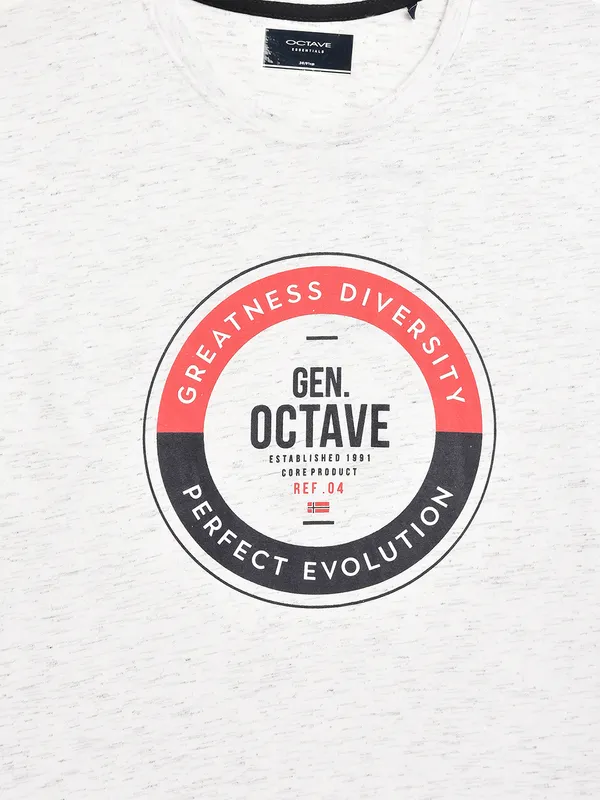 Octave Boys White Typography T-shirt