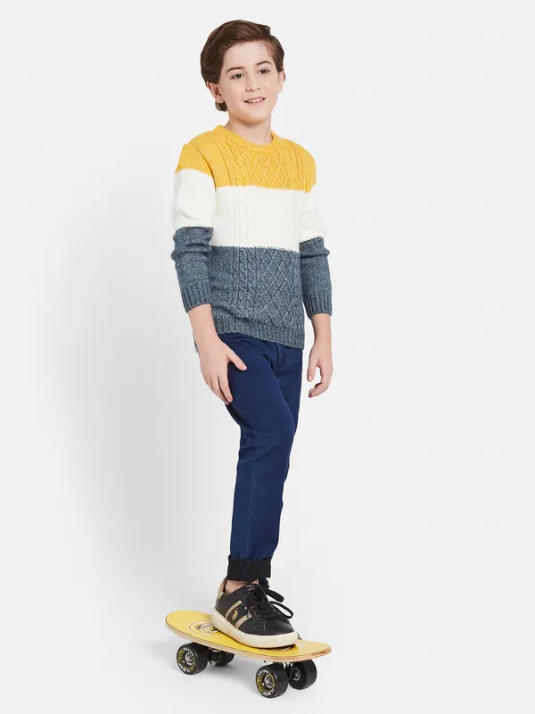 Octave Boys Colourblocked Acrylic Pullover Sweater
