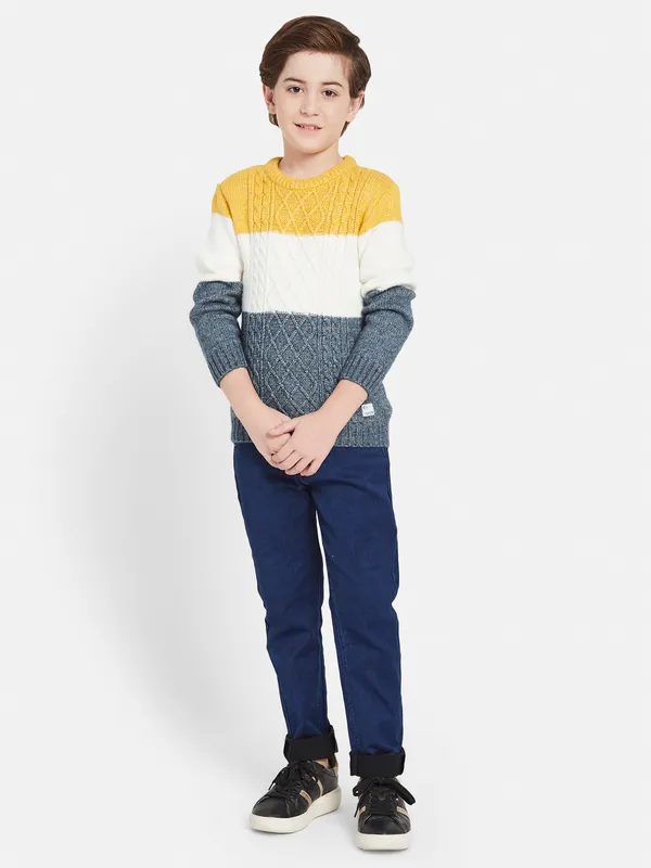 Octave Boys Colourblocked Acrylic Pullover Sweater