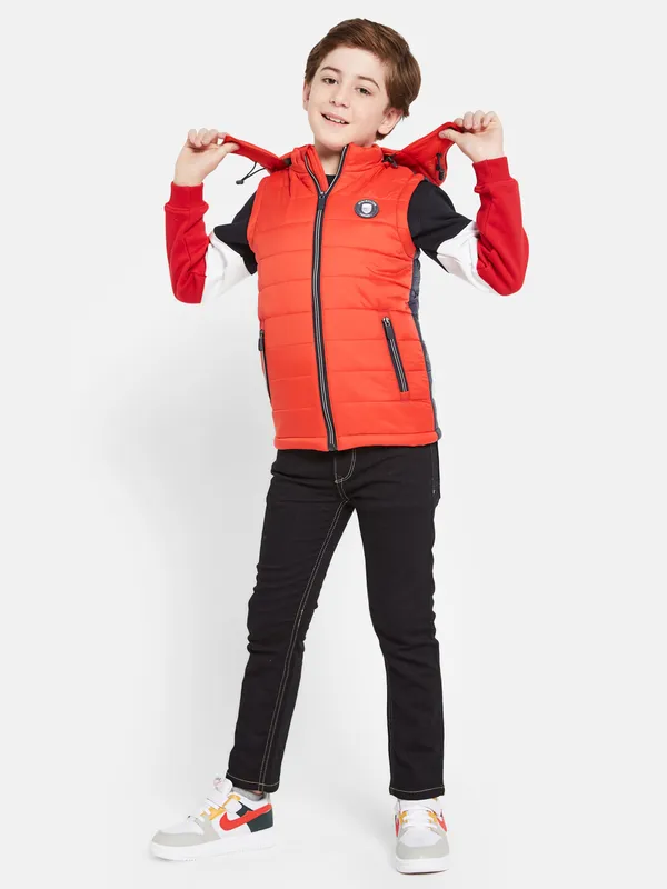 Octave Boys Red Colourblocked Padded Jacket