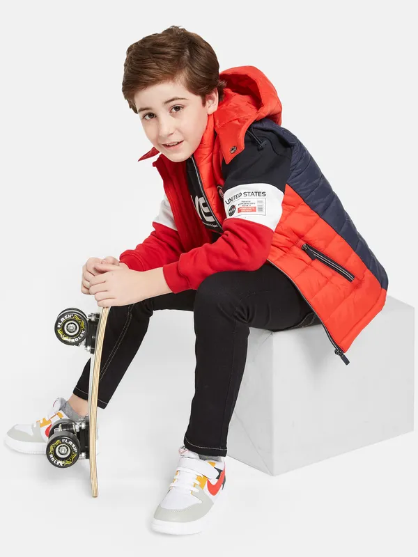 Octave Boys Red Colourblocked Padded Jacket