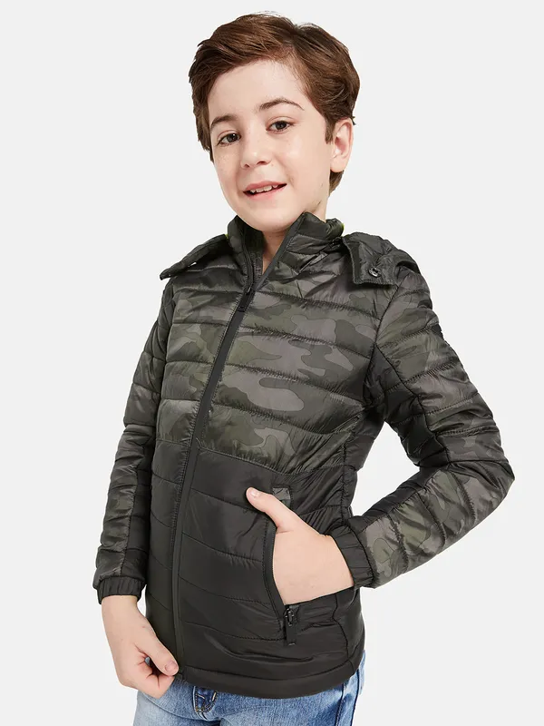 Octave Boys Charcoal Camouflage Puffer Jacket