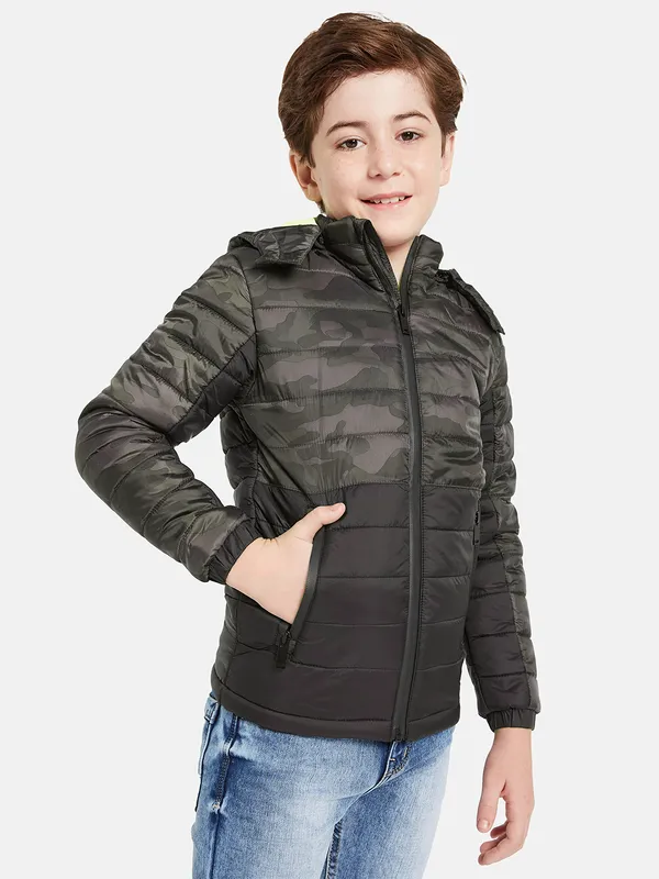 Octave Boys Charcoal Camouflage Puffer Jacket