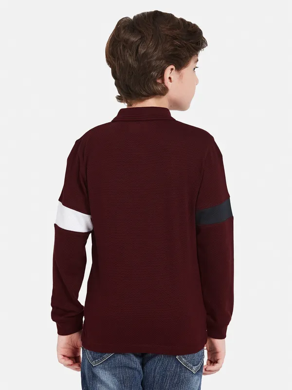 Octave Boys Typography Printed Applique Polo Collar Cotton T-Shirt