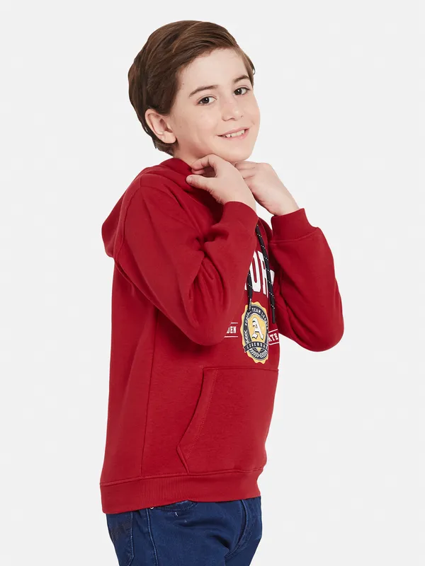 Octave Boys Typography Printed Hooded Sweatshirt