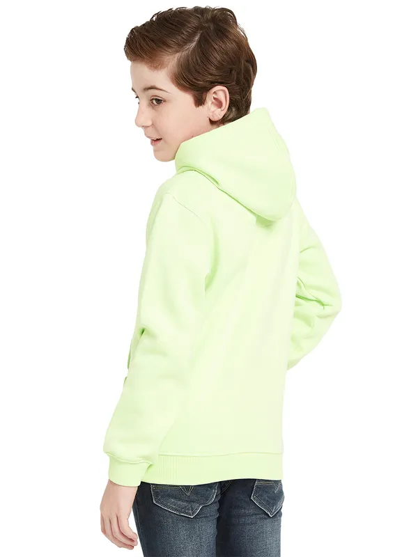 Octave Boys Green Printed Hooded Sweatshirt