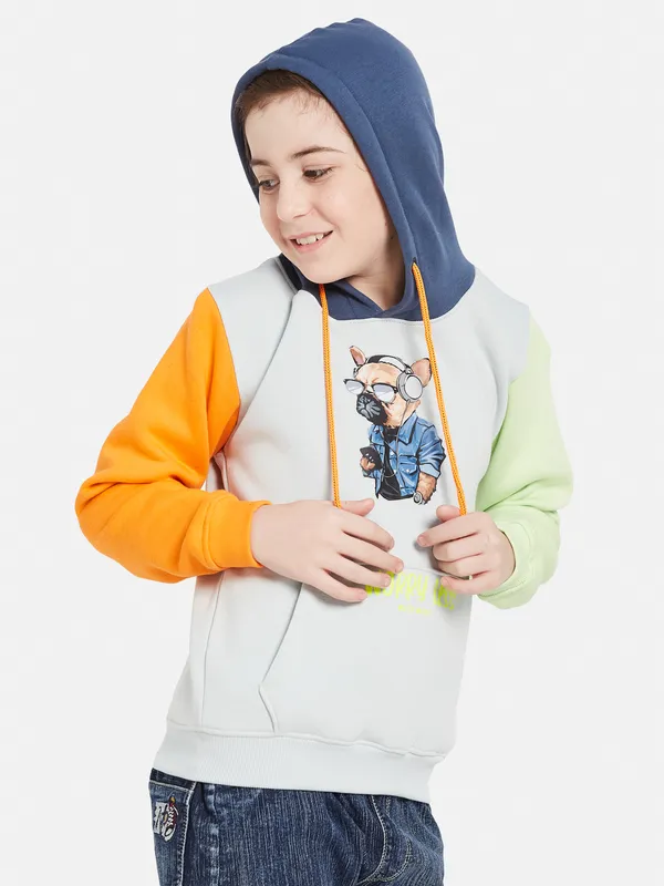 Octave Boys Graphic Printed Hooded Fleece Pullover Sweatshirt