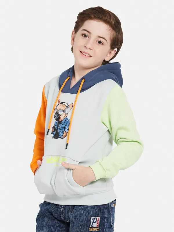 Octave Boys Graphic Printed Hooded Fleece Pullover Sweatshirt