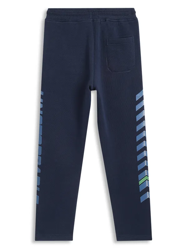 Octave Boys Blue Solid Cotton Track Pant