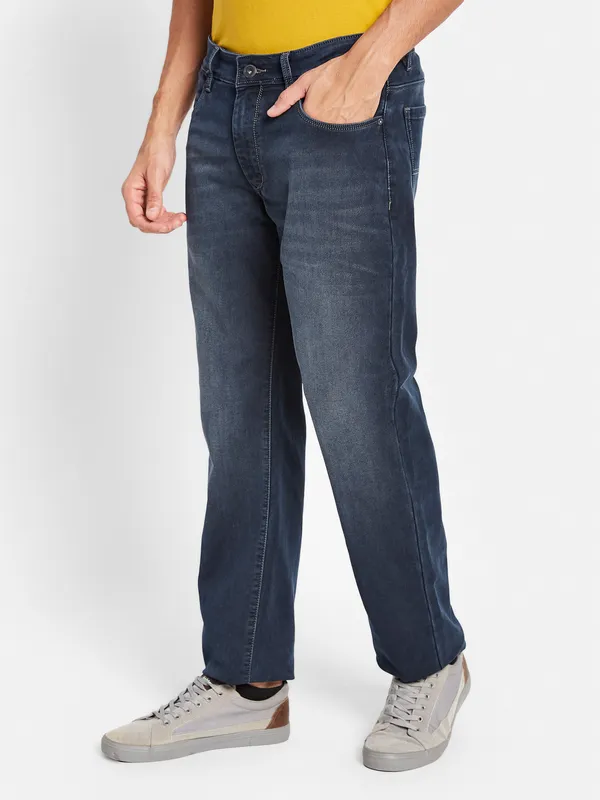 Octave Men Clean Look Mid-Rise Light Fade Cotton Jeans