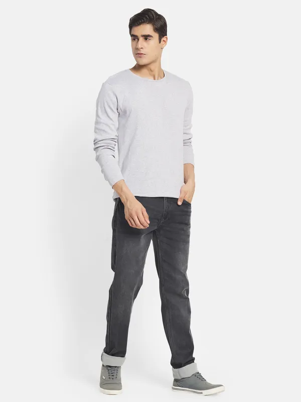 Octave Men Grey Straight Fit Stretchable Jeans