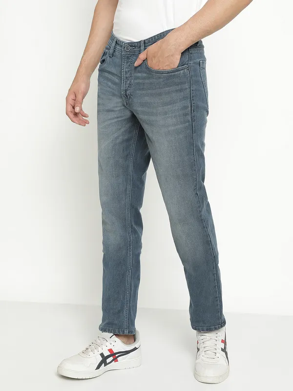 Octave Men Low Distress Heavy Fade Stretchable Cotton Jeans