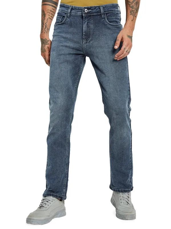 Octave Men Light Fade Clean Look Cotton Jeans