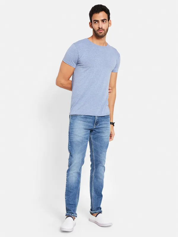 Octave Men Skinny Fit Heavy Fade Clean Look Stretchable Cotton Jeans
