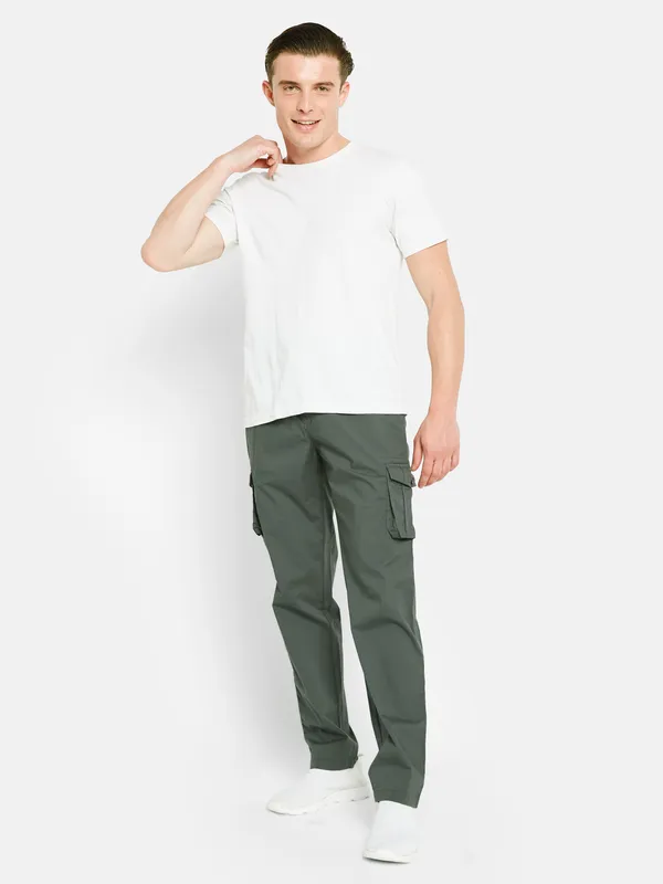 Octave Men Mid-Rise Cotton Cargo Track Pants