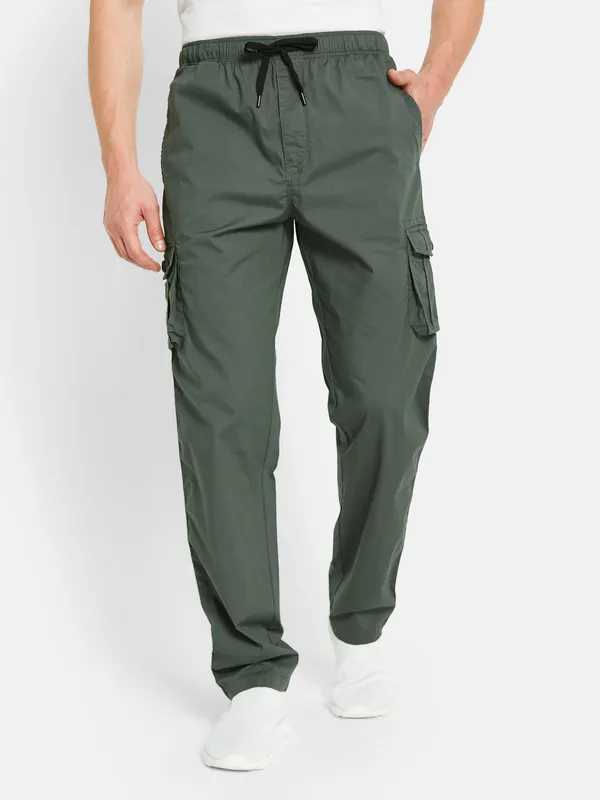 Octave Men Mid-Rise Cotton Cargo Track Pants