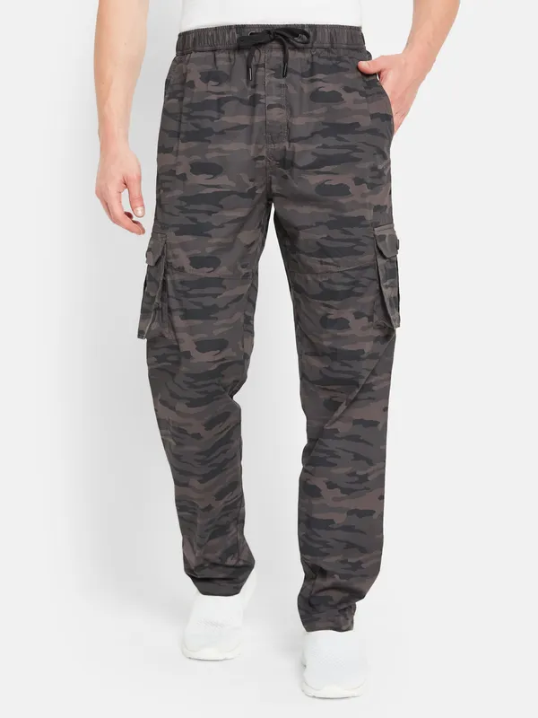 Octave Men Camouflage Printed Cotton Cargo Track Pants