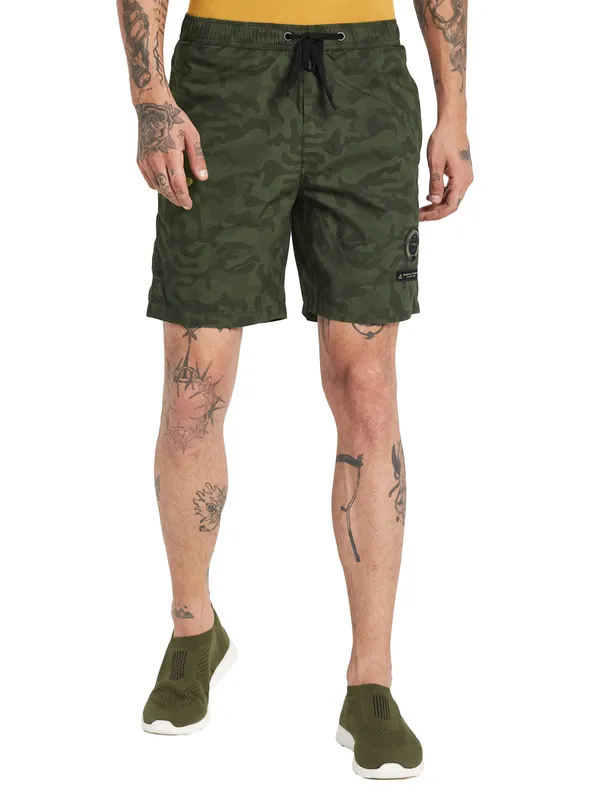 Octave Men Camouflage Printed Cotton Sports Shorts
